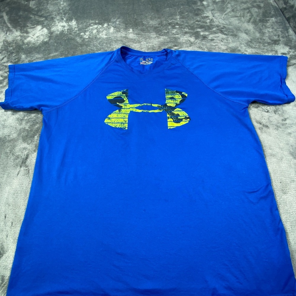 Under Armour Shirt Mens L Blue Short Sleeve Heat Gear Loose‎ Fit Active Gym
